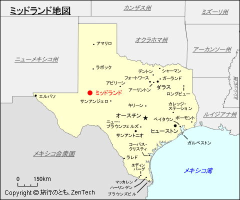 テキサス州ミッドランド地図