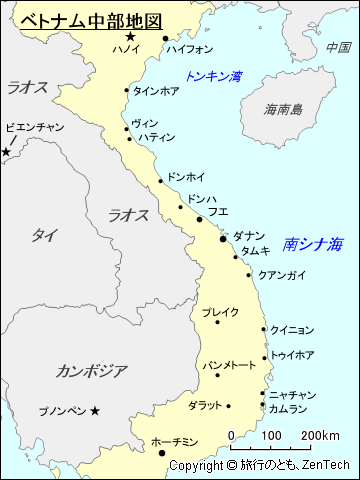 ベトナム中部地図