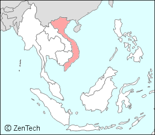 東南アジアにおけるベトナム地図